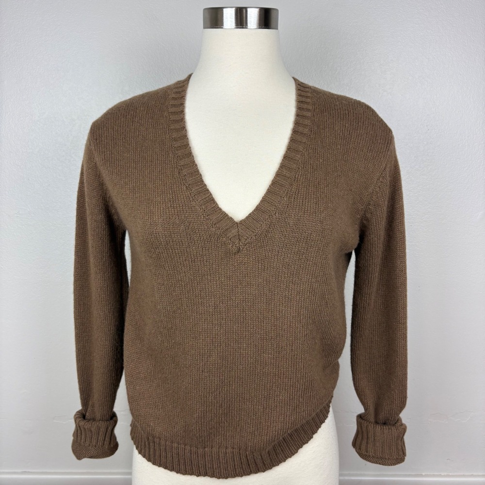 Brandy Melville Leigh Pullover Sweater Brown Made In Italy Viscose/Wool/Cashmere